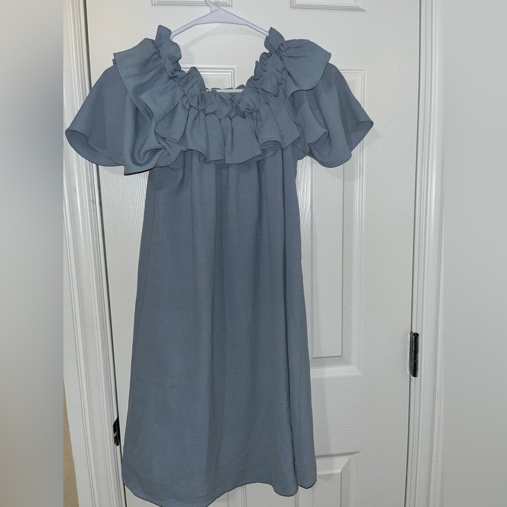 She + Sky Gray Ruffle Kids Dress